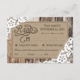 Country Western Holzwolle Rustic RSVP Card