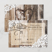 Country Western Holzwolle Rustic RSVP Card Karte (Vorne/Hinten)