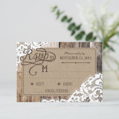 Country Western Holzwolle Rustic RSVP Card Karte (Stehend Vorderseite)
