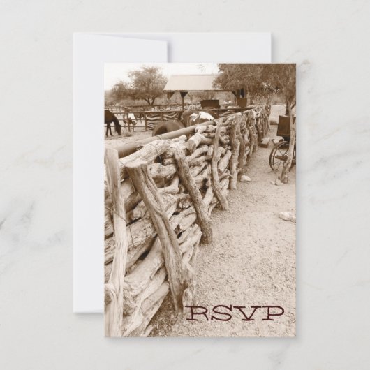 Country Western Horse Corral Wedding RSVP Cards (Vorderseite)