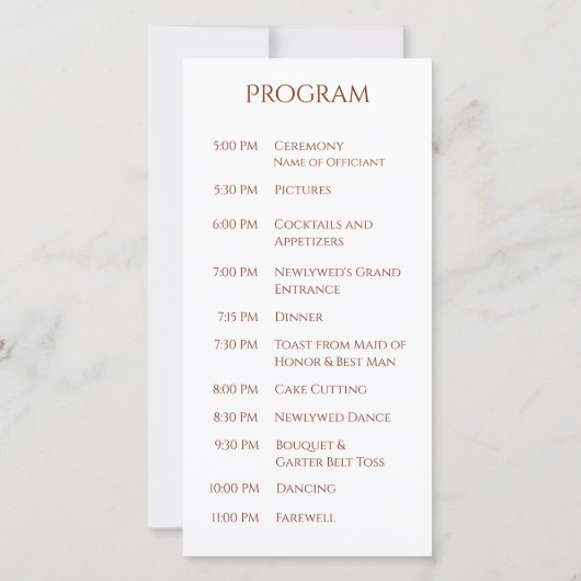 Country Western Horses-Wedding Programm (Rückseite)