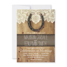 Country Western Horseshoe Lace Hochzeit Einladunge
