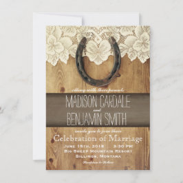 Country Western Horseshoe Lace Hochzeit Einladunge Einladung