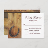 Country Western Horseshoe Rustic Wedding RSVP Card (Vorne/Hinten)