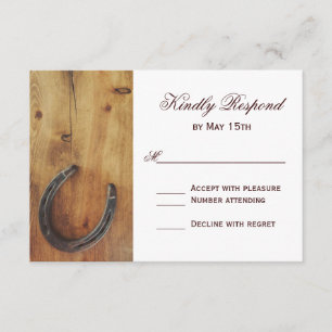 Country Western Horseshoe Rustic Wedding RSVP Card Karte