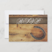 Country Western Horseshoe Rustic Wedding RSVP Card Karte (Rückseite)