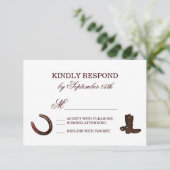 Country Western Horseshoes Boots Wedding RSVP (Stehend Vorderseite)