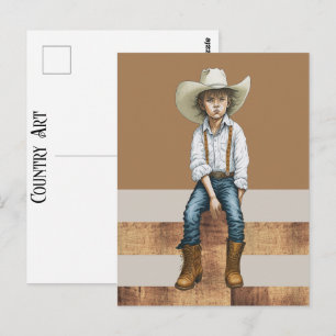 Country Western Junge Cowgirl auf Post Ranch Stil Postkarte
