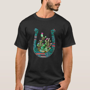 Country Western Kaktus Sonnenblume Hufeisen Beklei T-Shirt