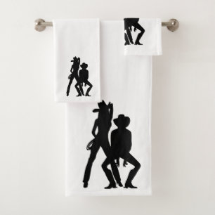 Country Western Line Dance schief gelaufen Badhandtuch Set