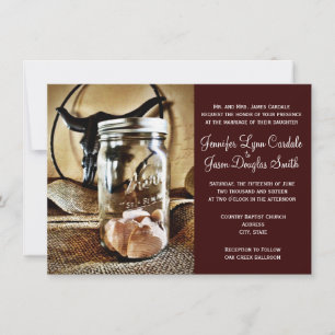 Country Western Mason Jar Hochzeitseinladungen Einladung