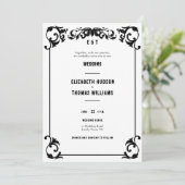 Country Western Minimaler Schwarz-weißer feierlich Einladung (Stehend Vorderseite)