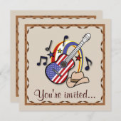 Country Western Party mit Gitarre Einladung (Vorne/Hinten)