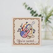 Country Western Party mit Gitarre Einladung (Stehend Vorderseite)