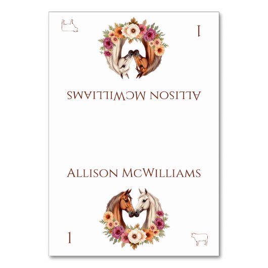 Country Western Pferde Fleischsymbol Tischnummer (Vorderseite)