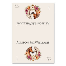 Country Western Pferde Fleischsymbol Tischnummer