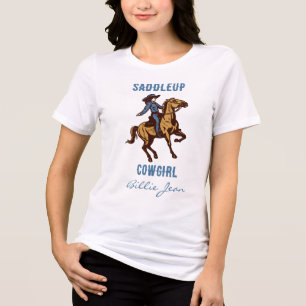 Country Western Rodeo Saddleup Cowgirl T - Shirt