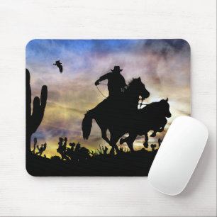 Country Western Roping Cowboy Wüstenlandschaft Mousepad