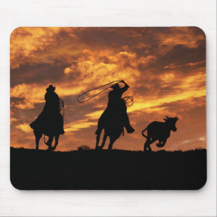 Country Western Roping Cowboys Mousepad
