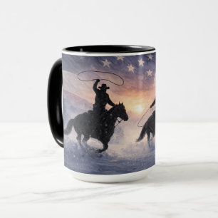 Country Western Roping Cowboys Schnee Tasse