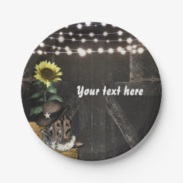 Country Western Rustic Barn Door Hochzeitsfeier Pappteller