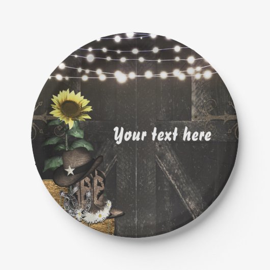 Country Western Rustic Barn Door Hochzeitsfeier Pappteller (Vorderseite)