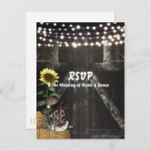 Country Western Rustic Barn Wedding RSVP Card Einladungspostkarte (Vorne/Hinten)
