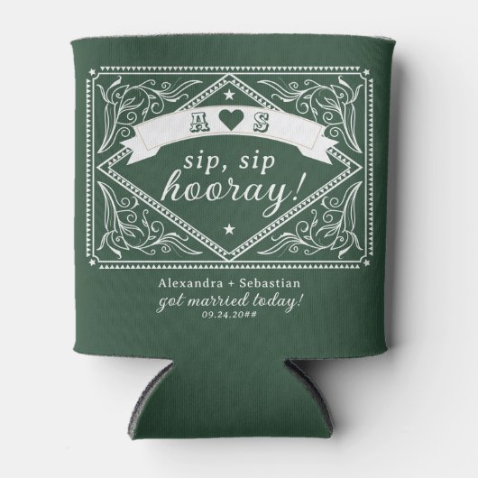 Country Western Rustic Chic Emerald Green Wedding Dosenkühler (Vorderseite)