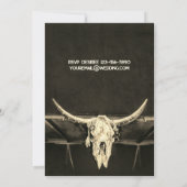 Country Western Rustic Sepia Bull Skull Hochzeit Einladung (Rückseite)