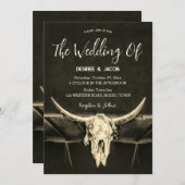 Country Western Rustic Sepia Bull Skull Hochzeit Einladung (Vorne/Hinten)