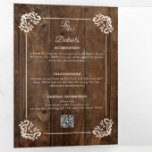 Country Western Rustic Wood Formal Dreifach Hochze Dreifach Gefaltete Einladung (Innen Erste Seite)