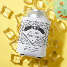 Country Western Rustikale Schwarz-weiße Hochzeit Dosenkühler