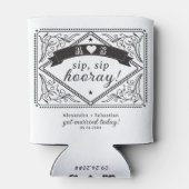 Country Western Rustikale Schwarz-weiße Hochzeit Dosenkühler (Rückseite)