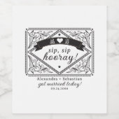 Country Western Rustikale Schwarz-weiße Hochzeit Weinetikett (Einzelnes Label)