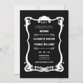 Country Western Schwarz-weiß Formal Elegante Hochz Einladung (Vorderseite)