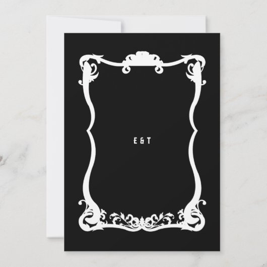 Country Western Schwarz-weiß Formal Elegante Hochz Einladung (Rückseite)