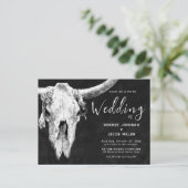 Country Western Schwarz-Weiß-Rodeo-Bullskull Einladungspostkarte (Stehend Vorderseite)