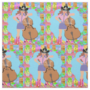 Country Western singen Cowgirl Bass Gitarre Fiddle Stoff