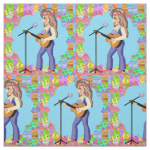 Country Western singen Cowgirl mit Gitarre Stoff