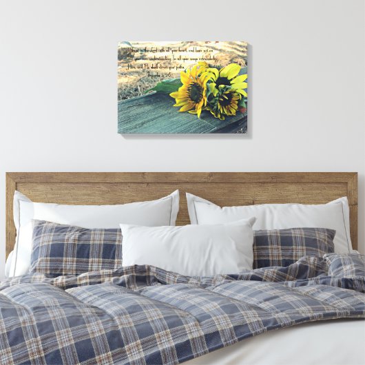Country-Western, Sonnenblumen und Bibel Verse Leinwanddruck (Insitu (Schlafzimmer))