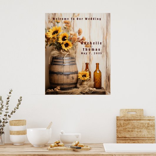 Country Western Sonnenblumen Whiskey Barrel Willko Poster (Küche)