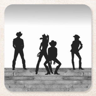 Country Western Spaß Rechteckiger Pappuntersetzer