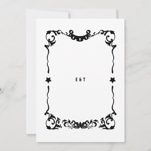 Country Western Stars Schwarz-weiß feierliche Hoch Einladung (Rückseite)