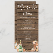 Country Western Stiefel und Bubbly Brautparty Menükarte (Vorne/Hinten)