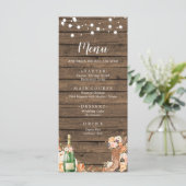 Country Western Stiefel und Bubbly Brautparty Menükarte (Stehend Vorderseite)