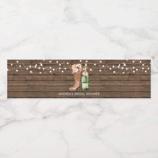 Country Western Stiefel und Bubbly Water Flasche Wasserflaschenetikett (Einzelnes Label)