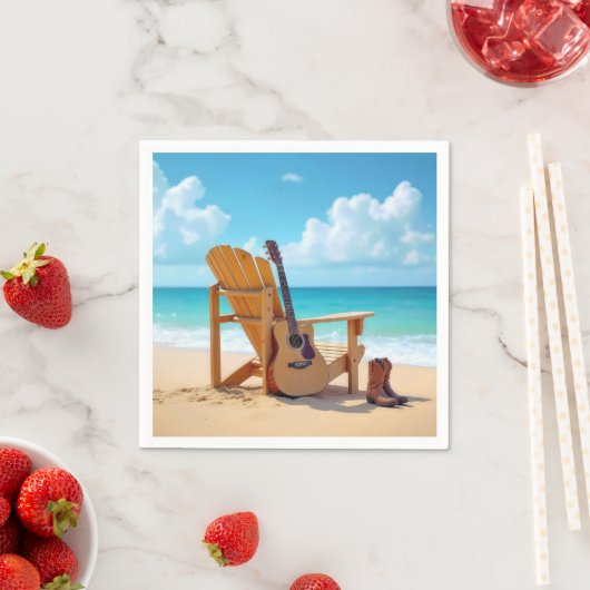 Country Western stiefelt mit Gitarre am Meer Serviette (Beispiel)