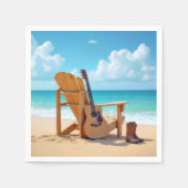 Country Western stiefelt mit Gitarre am Meer Serviette (Vorderseite)