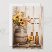 Country Western Sunblumen Whisky Barrel Einladung (Vorderseite)