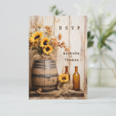 Country Western Sunblumen Whisky Barrel RSVP Karte (Stehend Vorderseite)